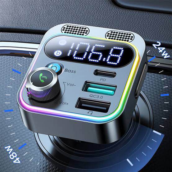 Picture of JOYROOM JR-CL16 48W Car Fast Charger Adapter Wireless BT FM Transmitter Support Hands-Free Calling QC3.0+PD Car Charger with LED Display / Dual Mics