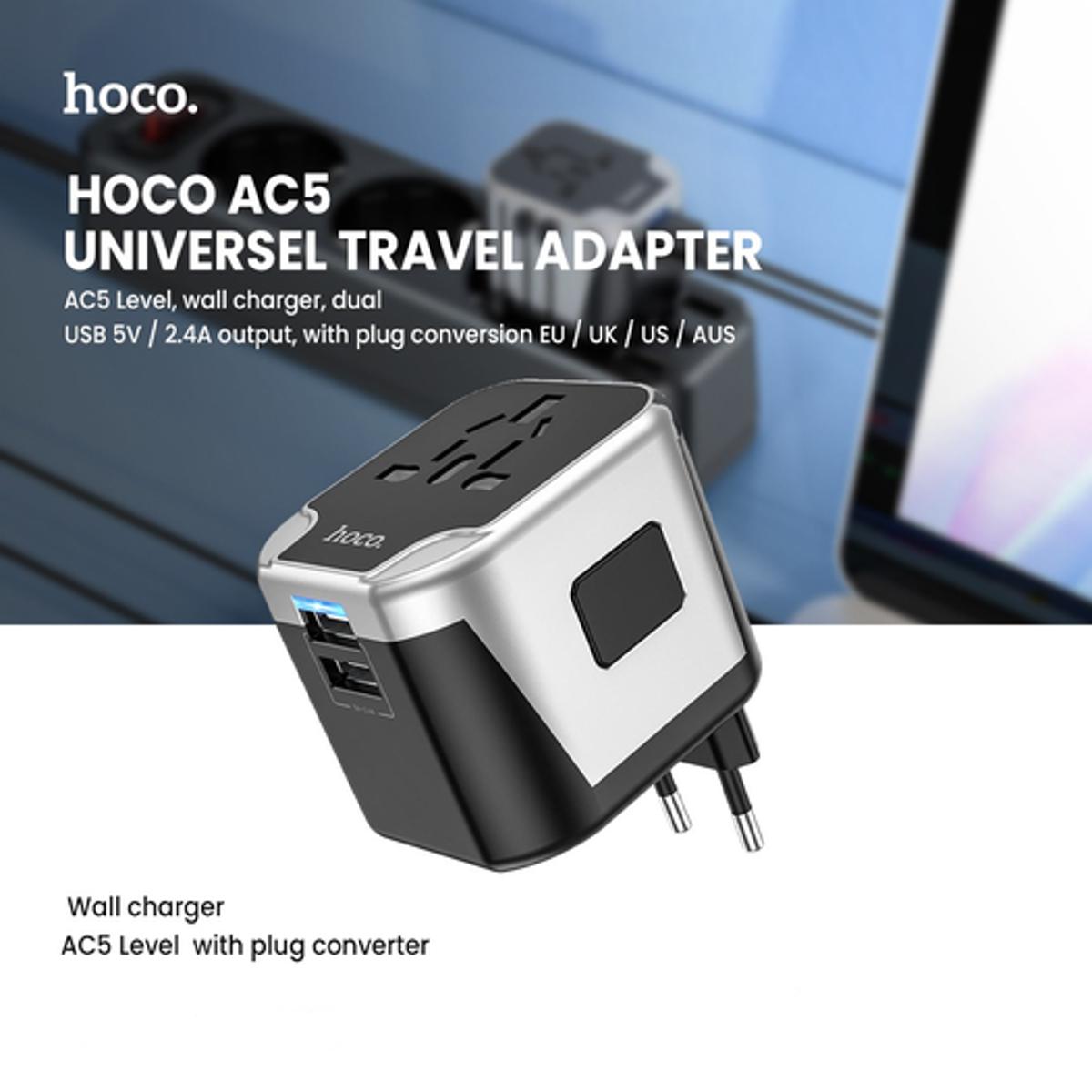 Picture of HOCO AC5 UNIVERSEL TRAVEL ADAPTER - Black