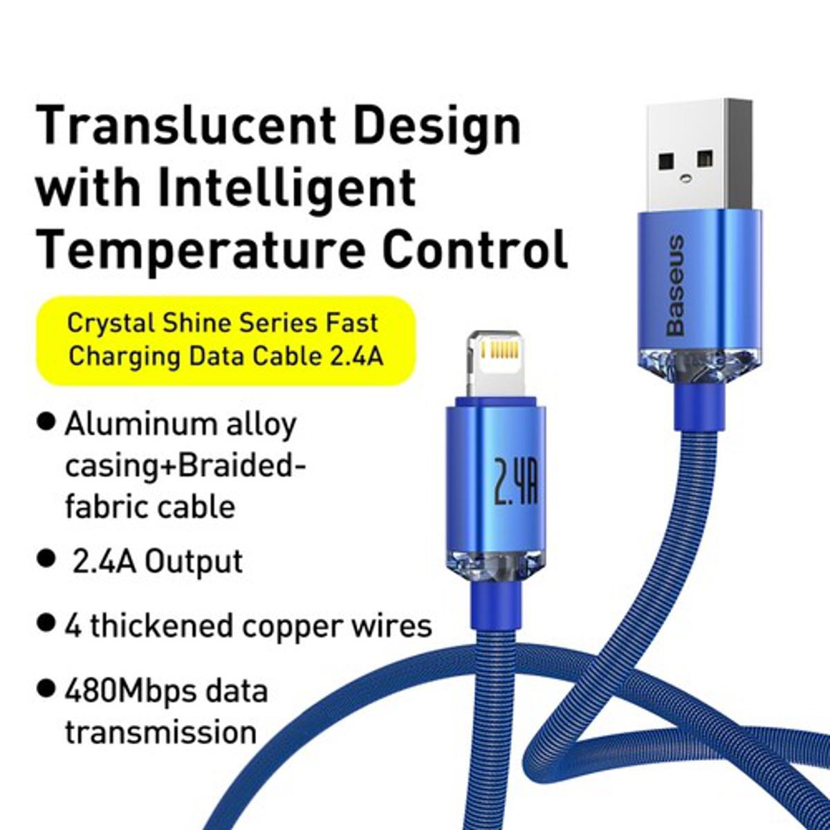 Picture of BASEUS Crystal Shine Series 2.4A Fast Charging USB to iP Data Cable 1.2m  Black