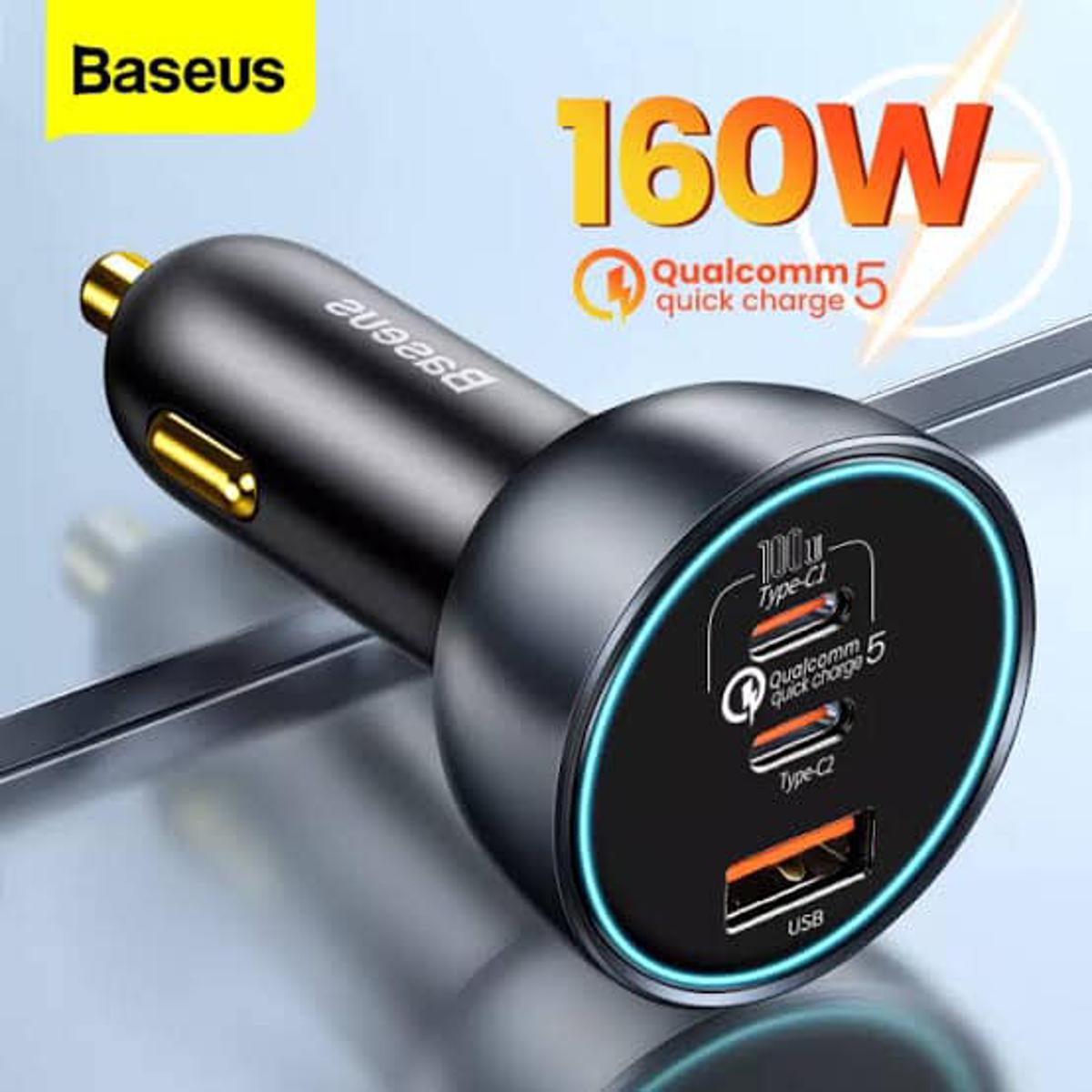 Picture of Baseus 160W Car Charger QC 5.0 PD Fast Charging For Xiaomi Huawei Laptops Tablets Car Phone Charger - Black