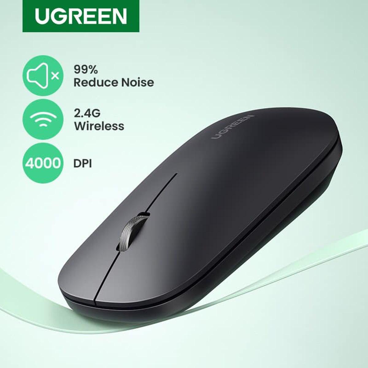 Picture of UGREENS Wireless Silent Mouse 4000 DPI For Computer Laptop PC Mice Souris San Fil 3cm Thin Slim Quiet 2.4G Wireless Mouse - Black