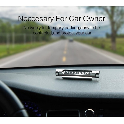 Picture of Licheers Temporary Car Parking Card ABS Telephone Number Card Notification Night Light Car Styling Phone Number Card Holder - Black