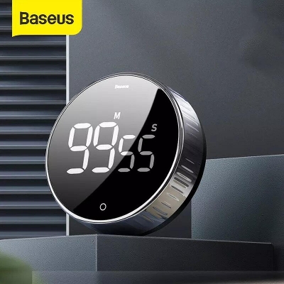 Picture of BASEUS HEYO ROTATION Digital Kitchen Timer for Shower  Study Alarm Clock Magnetic, Electronic, with Countdown - Black