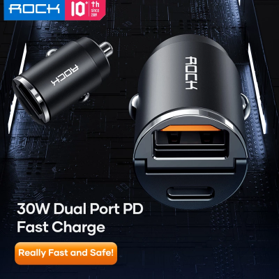 Picture of ROCK Mini 30W Type C Car Charger QC3.0 PD3.0 Compact Metal Dual USB Fast Charging Adapter For iPhone 13 for Xiaomi for Samsung