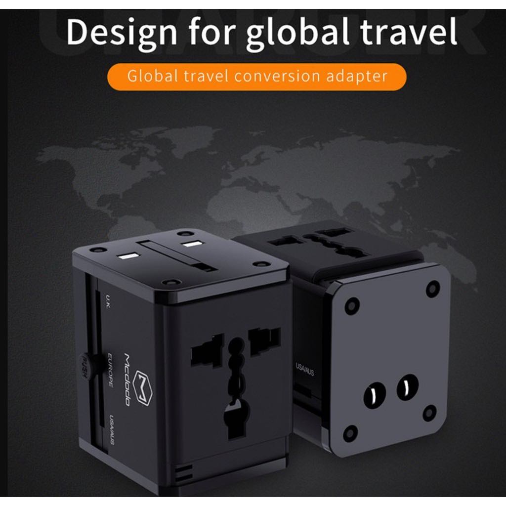 Picture of Mcdodo CP-2020 Universal Travel Charger Adapter With 2 USB Ports - Black