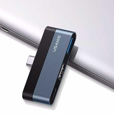 Picture of USAMS US-SJ491 Type-C Male to USB 3.0 + TF Card + PD Ports HUB Mini Converter