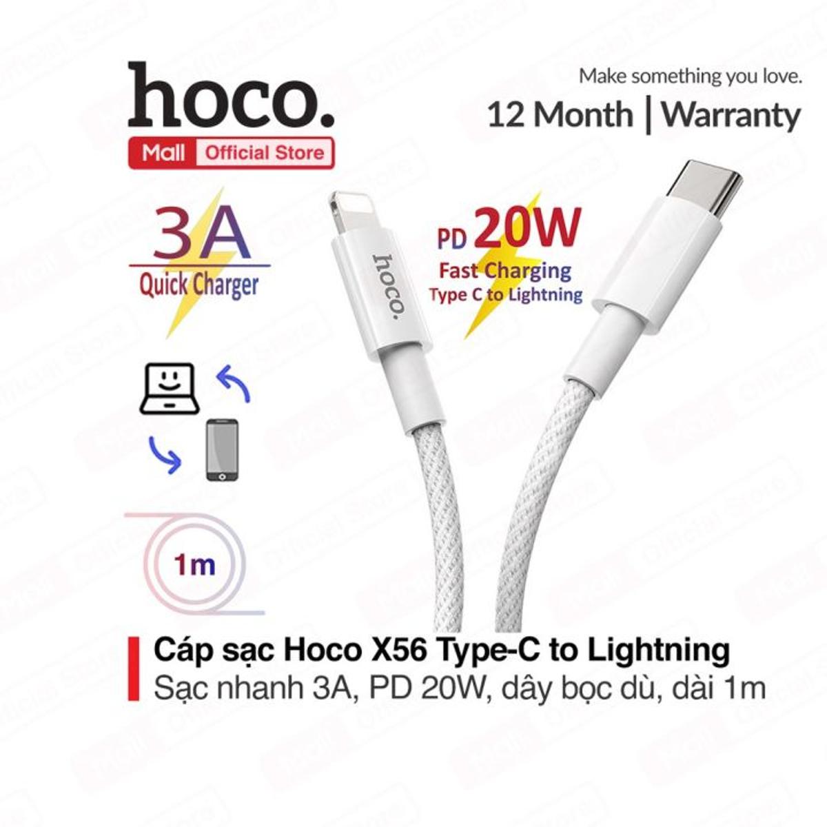 Picture of Hoco X56 PD 20W Type C To Lightning Cable - White