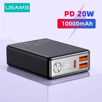 Picture of USAMS 10000mAh Power Bank 20W PD Fast Charge Powerbank QC3.0 Digital Display Portable External Battery Charger
