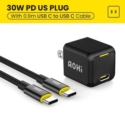 Picture of AOHI MAGCUBE 30W PD Fast Charger with USB-C to USB-C Cable