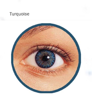 Picture of Turquoise FRESHLOOK Power Contact Lens with kit box(Lens case) SPH -1.00 - 6.00 TPF