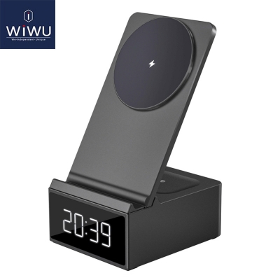 Picture of WIWU Wi-W011 Platinum 15W 3 in 1 Wireless Charger with Clock - Black