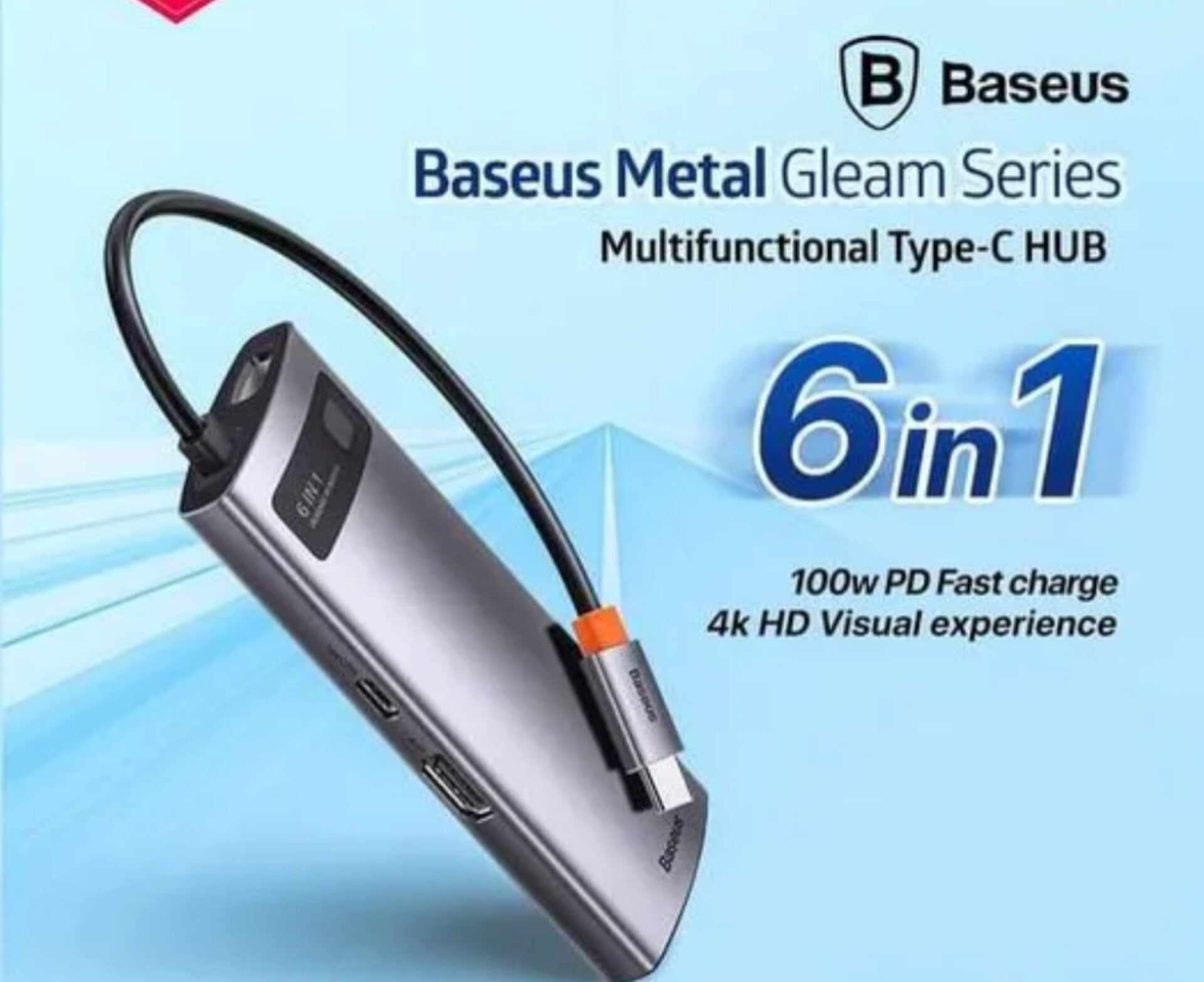 Picture of Baseus Metal Gleam Series 6-in-1 Multifunctional Type-C HUB Hocking Station - Blue