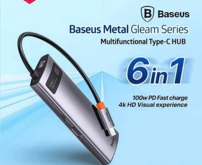 Picture of Baseus Metal Gleam Series 6-in-1 Multifunctional Type-C HUB Hocking Station - Blue