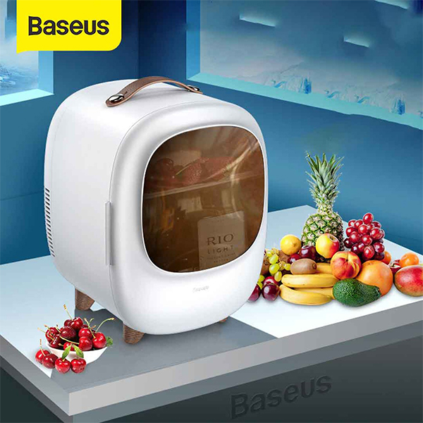 Picture of Baseus 8L Portable Refrigerator peti sejuk Mini Fridge Cooler & Warmer Refrigerator For Car Home Office Fashion Beauty Cooling