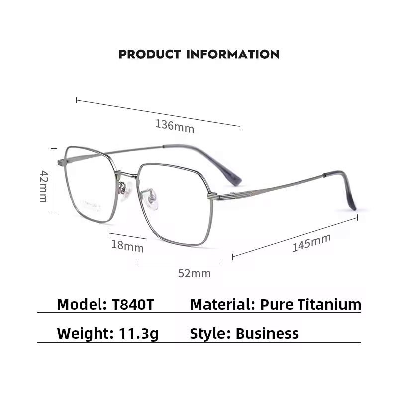 Picture of Men Retro Pure Titanium Glasses Frame Ultralight Fashion Square Optical Women Eyewear Spectacles Frames T840T