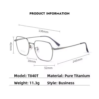 Picture of Men Retro Pure Titanium Glasses Frame Ultralight Fashion Square Optical Women Eyewear Spectacles Frames T840T