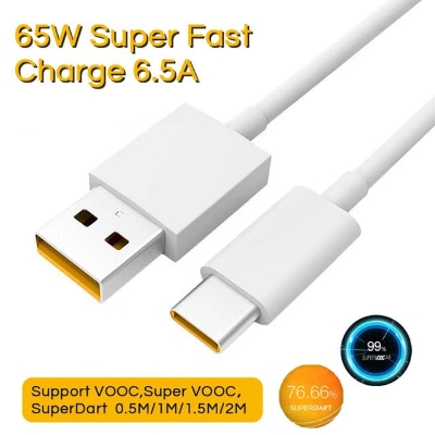 Picture of Realme Gt 5g 8 Pro X7 Narzo 30 Vooc Cable Type C 6.5A Super Fast Charge Oppo Find X3 Pro Neo Reno 6 65w Supervooc Superdart