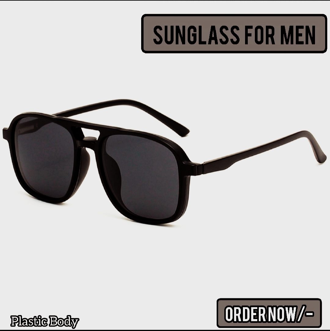 Picture of Sun Glass For Men High Quality & Full Black Sunglass Stylish & Fashionable Mate Black Frame Plastic Body