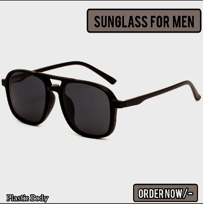 Picture of Sun Glass For Men High Quality & Full Black Sunglass Stylish & Fashionable Mate Black Frame Plastic Body