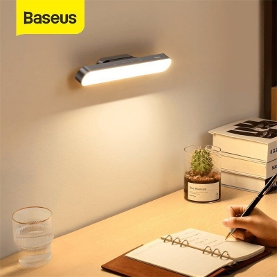 Picture of Baseus Night Light Hanging Magnetic LED Table Lamp Stepless Dimming Desk Lamp Rechargeable Cabinet Light For Bedroom Kitchen - Grey