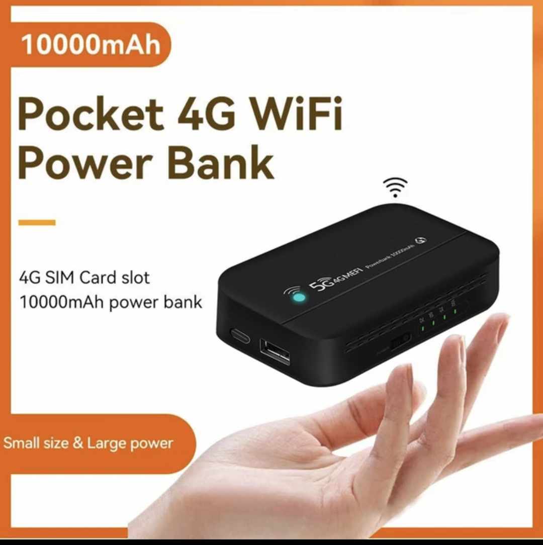 Picture of PW100 4G power bank Mobile Wi-Fi hotspot 4G pocket wifi 10000mAh battery cat 4 router -Black