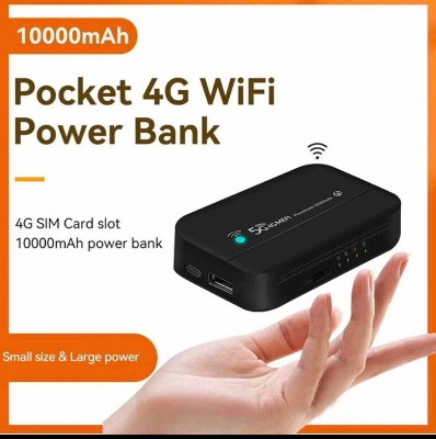 Picture of PW100 4G power bank Mobile Wi-Fi hotspot 4G pocket wifi 10000mAh battery cat 4 router -Black