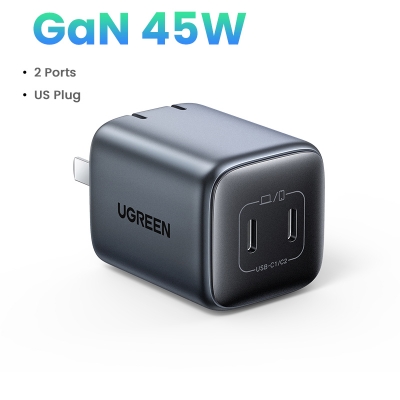 Picture of UGREEN 45W GaN Charger with Dual USB Type C Ports Fast Charging for Super Fast Charging Galaxy S23 Ultra/S22/Note 20, iiPhone 15 Pro Max, iPad, MacBook