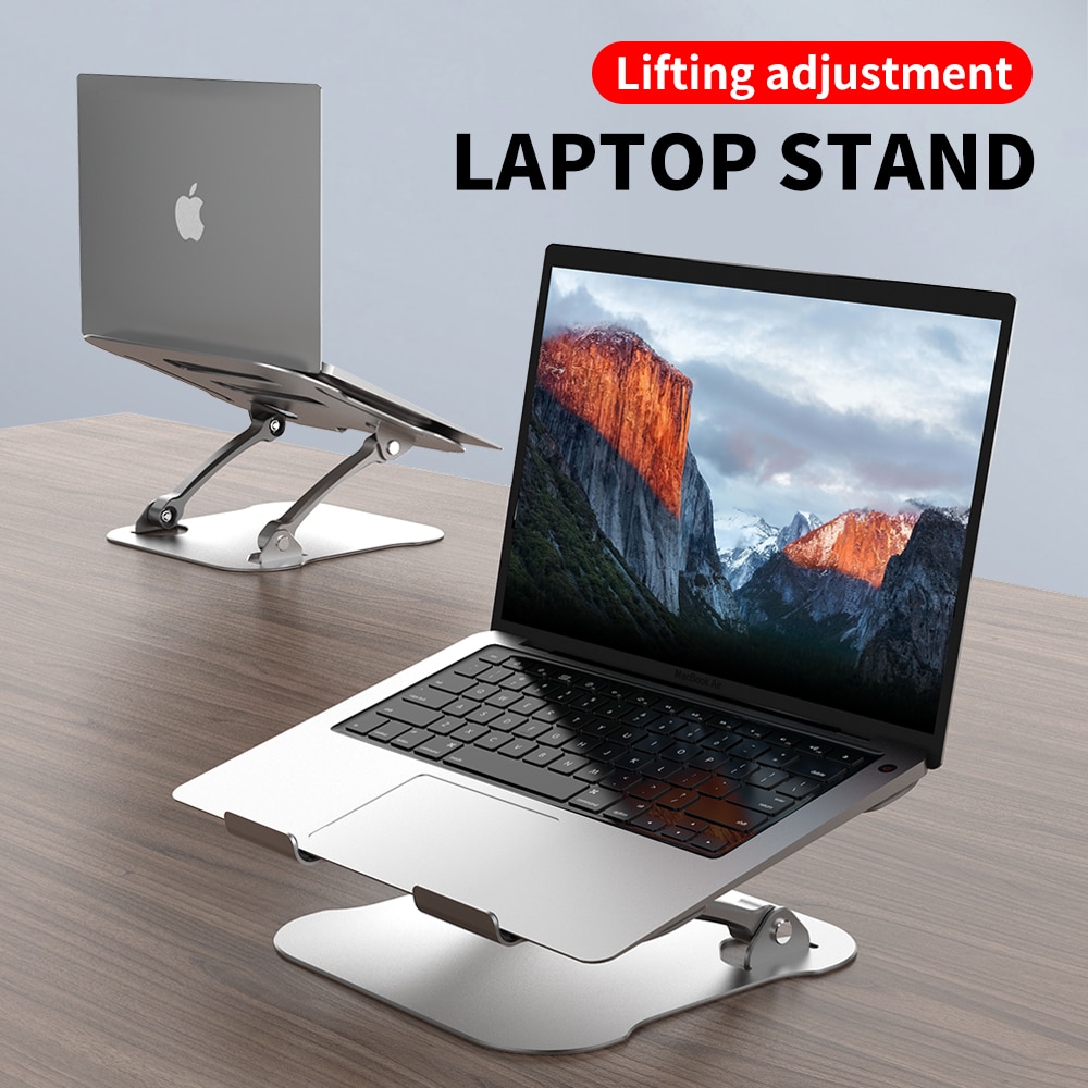 Picture of Foldable Aluminum Laptop Stand, Ergonomic Adjustable Note-book Stand, Riser Holder Computer Stand