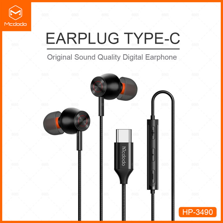 Picture of MCDODO HP-3490 MDD HiFi Stereo Wired Headphone Type-C Earphone With Mic And Volume Control
