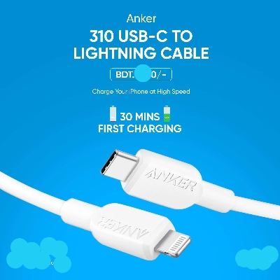 Picture of Anker 310 USB-C to Lightning Cable (3ft) Compatible with iPhone, iPad, and iPod