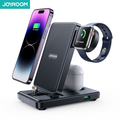 Picture of JOYROOM JR-WQS01/JR-WQS02 4 in 1 Magnetic Charging Station for phone, watch & earphone Type-C/Lightning