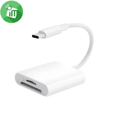 Picture of COTEetCI 33019 USB-C 2 in 1 Card Reader - White