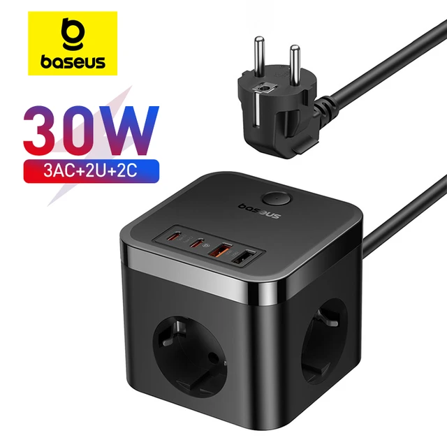 Picture of Baseuss PowerCombo Cube 30W Fast Charger Power Strip - Black