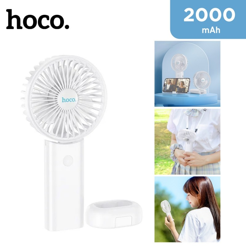 Picture of HOCO F15 2000mah  MULTIFUNCTIONAL HANDHELD FOLDING MINI FAN - WHITE