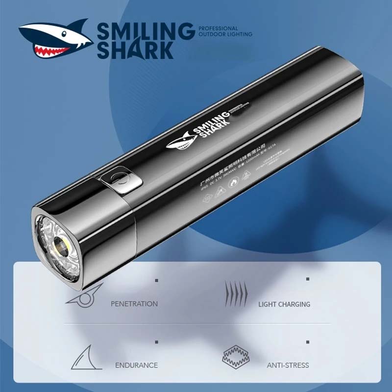 Picture of SMILING SHARK Flashlight 617A black Mini Torch light Rechargeable Super Bright Wide Angle Light Flashlight Waterproof