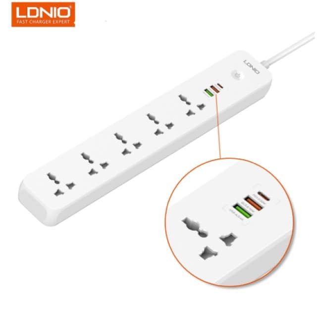 Picture of LDNIO SC5319 Power Strip With USB Charge Ports Universal Travel Adapter 2 Meter Extension Cord Power Socket Plug Adapter