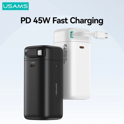 Picture of Usams US-CD216 PD 45W 18000mAh Power Bank Dual Type-C Power Station with Retractable Magnetic Cable