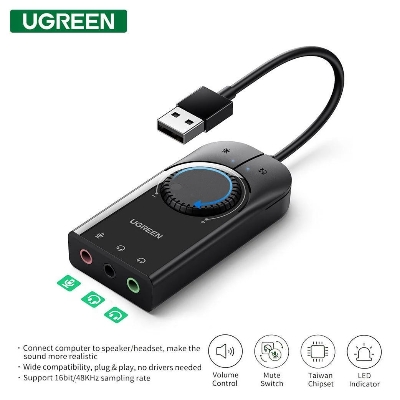 Picture of UGREEN CM129 USB External Sound Card - Black