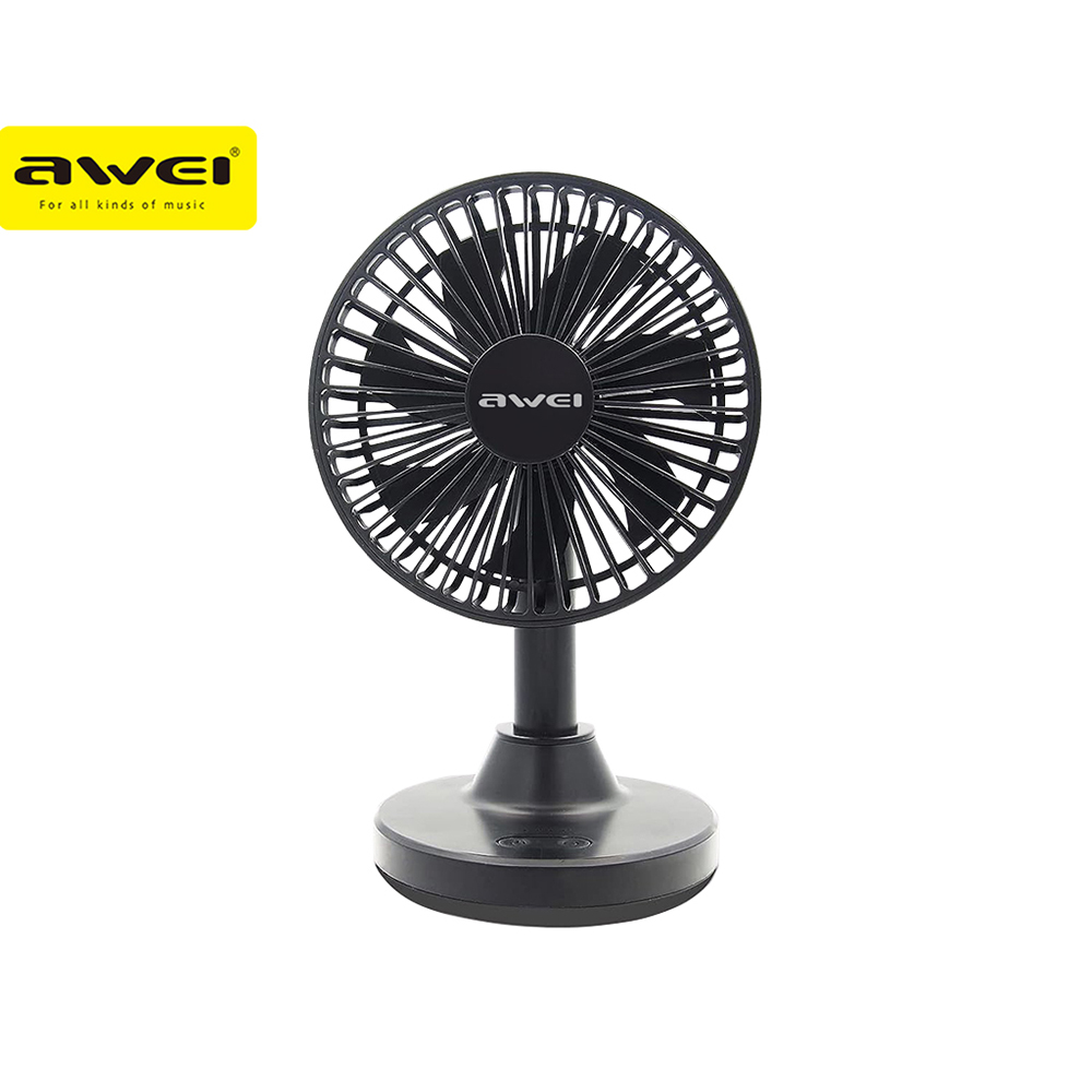 Picture of Awei F29 Desktop Oscillating 3600mah Rechargeable Fan- Black