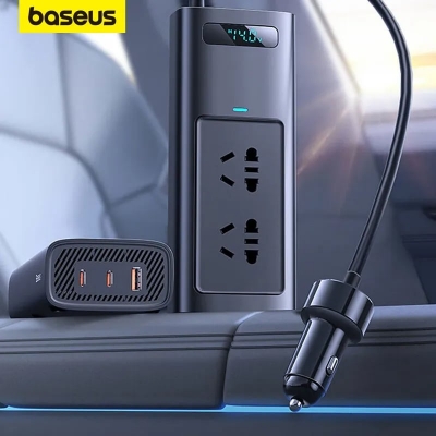 Picture of Baseus 150W Car Inverter USB Type C 30W DC 12V to AC 220V 110V Auto Power Inversor Fast Charger For Car Power Adapter