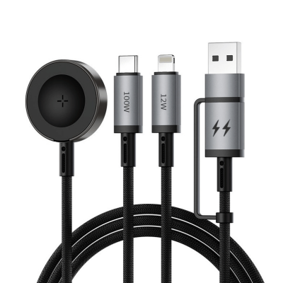Picture of Wiwu Wi-C050 Legend Series 3in1 USB-A and Type-C to Lightning, Type-C Smart Watch Charging Cable 100W 1.2M