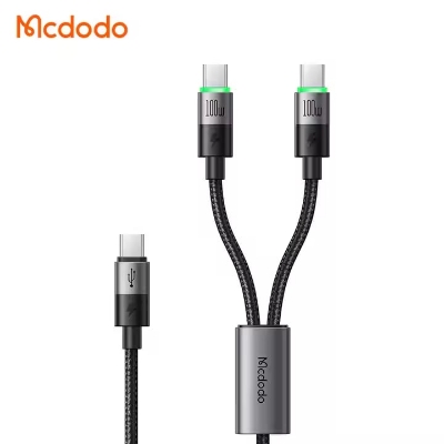 Picture of Mcdodo 674 100W USB-C Cable 2 in 1 Fast Charging Usb C to Type Usb Cable Smart 1.5M LED Data Cables for iPhone Android