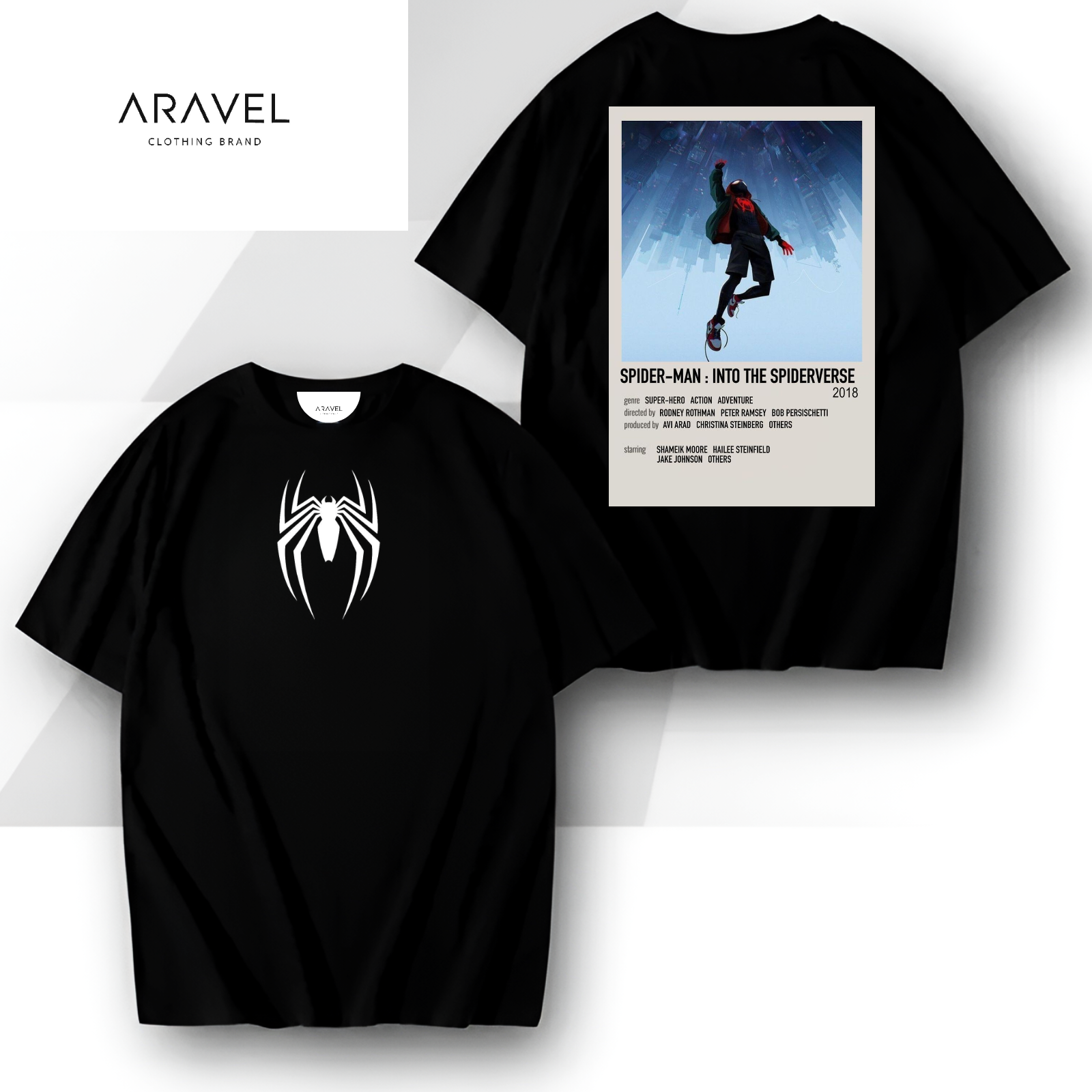Picture of Premium Spider-Man Into The Spiderverse T-Shirt | Black Drop Shoulder | Iconic Movie Design | Casual Wear