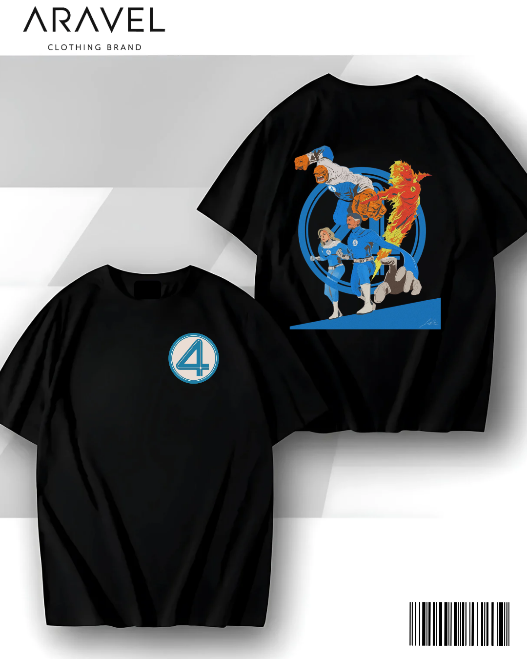 Picture of Premium Men's Fantastic Four T-Shirt - Black Edition by Aravel Clothing Brand