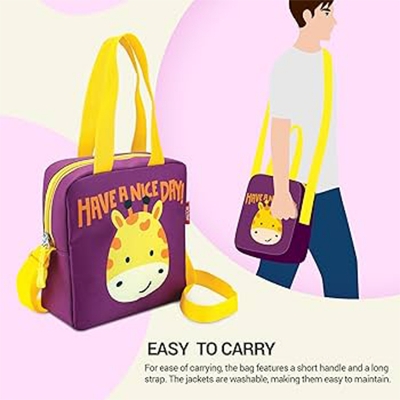 Picture of MILTON Kidz Combo Tiffin (2 Inner Steel Containers, 650 ml; 1 Stainless Steel Bottle, 415 ml) with Insulated Fabric Jacket, Odour Proof, Leak Proof, Easy to Carry, Food Grade