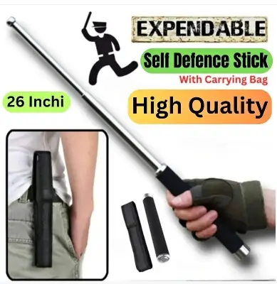 Picture of 3 Section Telescopic Black Hiking Poles Titanium Steel Walking Stick Foldable Hiking Poles