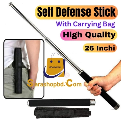 Picture of Portable Folding Stick Tool Stainless Steel Telescopic Rod - Self Defence Stick Walking Stick Black non monitored Alarm type 3 dB Shape Round For Men Women-sellbd247