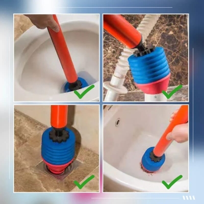 Picture of High Pressure Air Drain Clog Remover Plumbing Tool, High Pressure Toilet Unblock One Shot, Toilet Plunger Kitchen Sink Sewer Dredge Tool, High Pressure Toilet Unblock a Shot