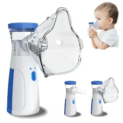 Picture of Portable Handheld nebolizer machiner, Silent Operation, One-Button Control, Adult and Child Masks, for Respiratory Conditions USB Rechargeable Blue