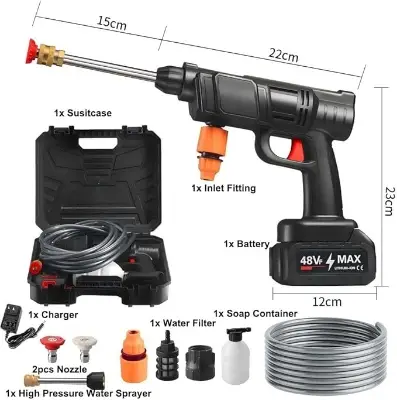 Picture of 48v High Pressure Cordless Car Washer Wireless Spray Portable Water Gun Cleaning Machine For Irrigation With Lithium Battery